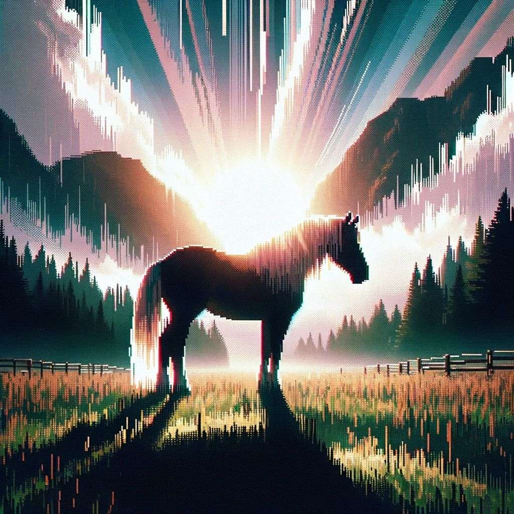 a horse, pixel sorting glitch art